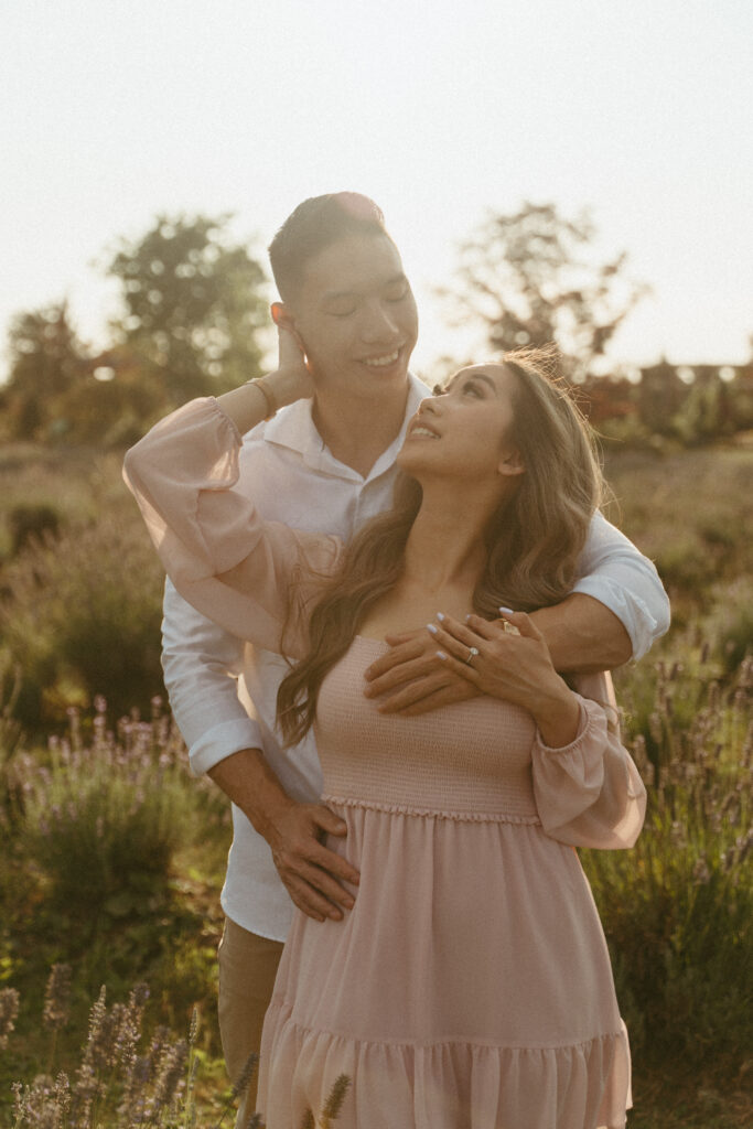 Lavender Field Engagement Photos