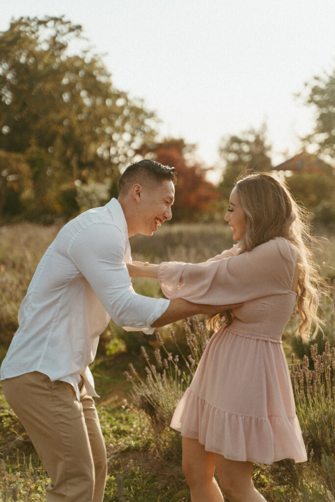 Lavender Field Engagement Photos