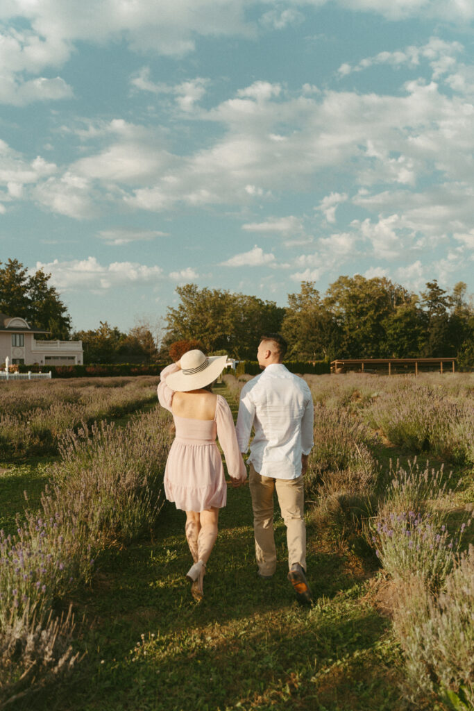 Lavender Field Engagement Photos