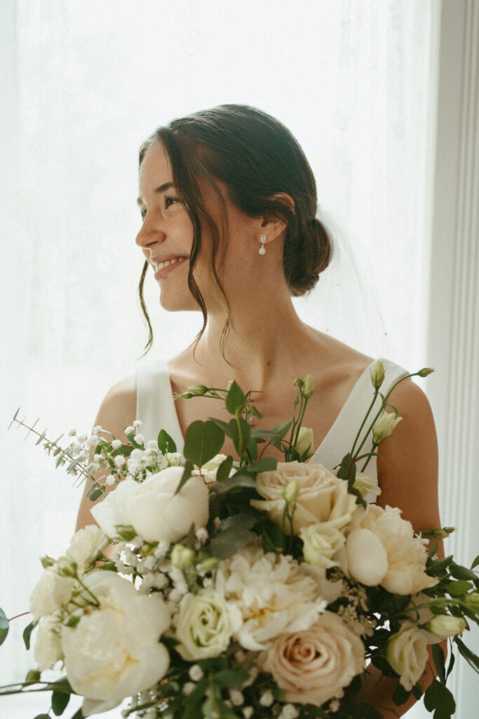 bride and flowers