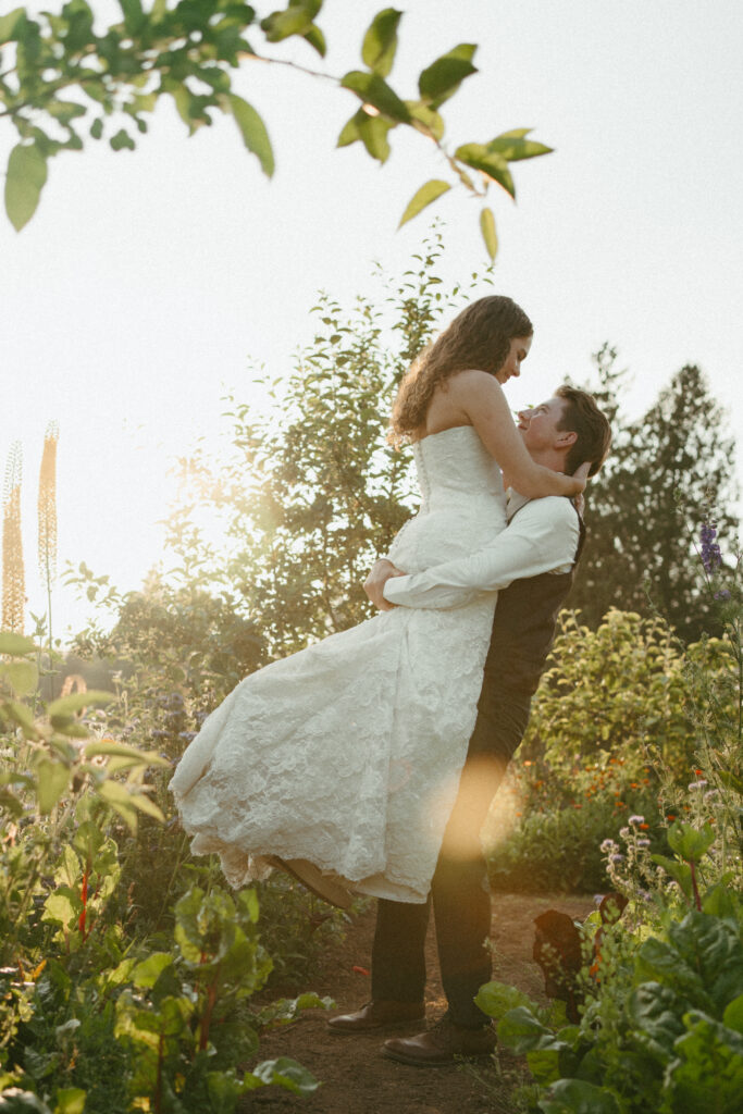 Bridal Portraits at golden hour in the Garden at Sage & Solace Wedding Venue 