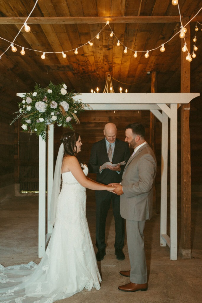 ceremony in the barn at Estate 248